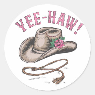 Ein klassischer Cowboy mit einem rosa Single Runder Aufkleber