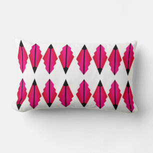 Ein klassisches Art Deco-Muster in tiefem Rosa Lendenkissen