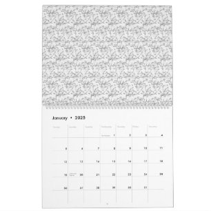 Ein klassisches Blumenmuster in Schwarz und Weiß, Kalender