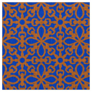 Ein klassisches geometrisches Muster aus blau und  Stoff