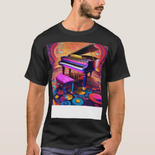 Ein Klavier mit farbenfroher und psychedelischer H T-Shirt