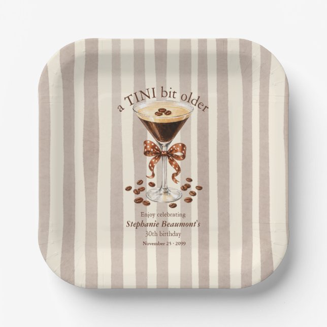 Ein klein bisschen älter Martini Espresso Streifen Pappteller (Vorderseite)