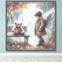 Ein kleiner Angel Boy und Teddy Bear