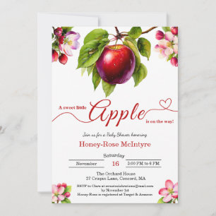 Ein kleiner Apfel ist unterwegs   Herbst-Baby-Part Einladung
