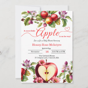 Ein kleiner Apfel ist unterwegs   Herbst-Baby-Part Einladung