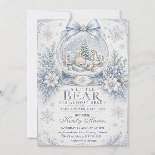 Ein kleiner Bär kommt bald Winter-Baby-Party Einladung