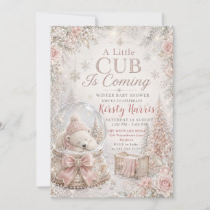 Ein kleiner Bär kommt Winter-Baby-Party Einladung