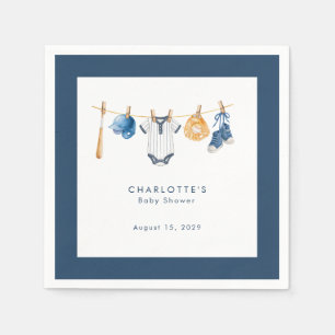 Ein kleiner Baseball-Schlagmann Baby Shower Serviette