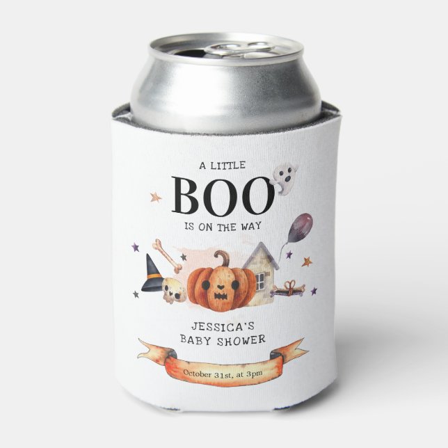 Ein kleiner Boo auf der Halloween-Kinderdusche Dosenkühler (Kanne Vorderseite)