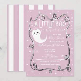 Ein kleiner Boo-Geist Rosa Halloween-Baby-Party Einladung