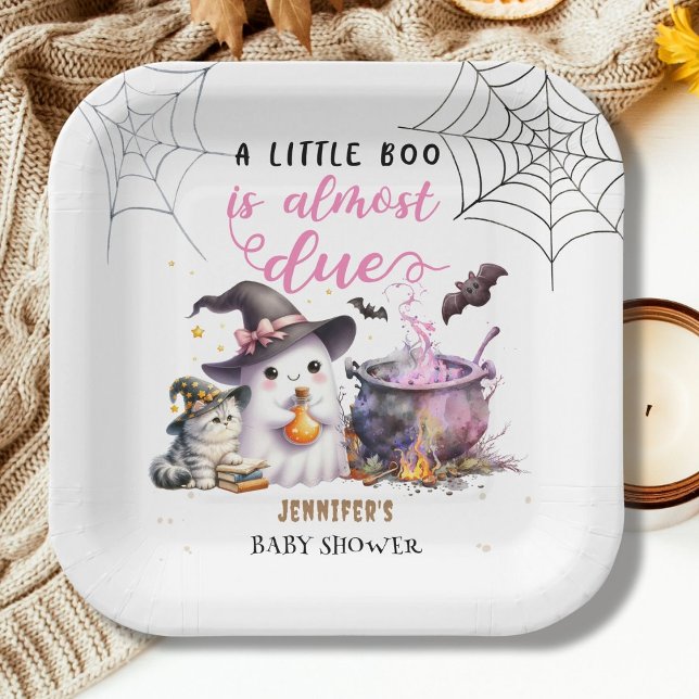 Ein kleiner Boo! Girl Pink Halloween Kinderdusche Pappteller (Von Creator hochgeladen)