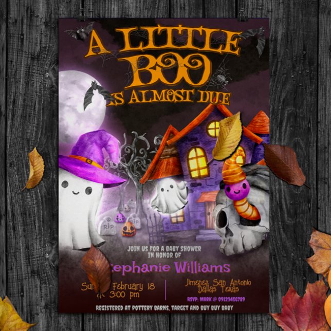Ein kleiner Boo ist fast fällig Einladung (A Little Boo is Almost Due - Halloween Baby Shower Invitation)