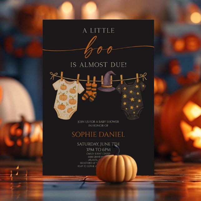 Ein kleiner Boo ist fast fällig! Halloween-Kinderd Einladung (Von Creator hochgeladen)