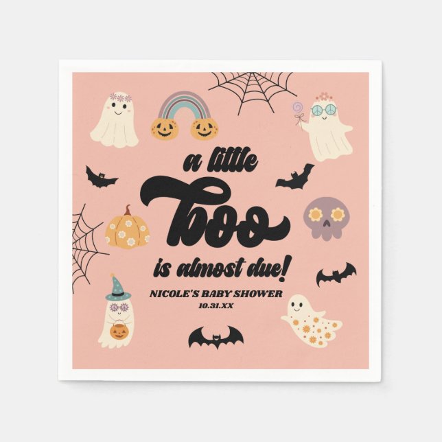 Ein kleiner Boo ist fast fällig! Halloween-Kinderd Serviette (Vorderseite)