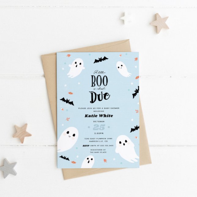 Ein kleiner Boo ist fast gerade wegen Halloween Ba Einladung (Von Creator hochgeladen)