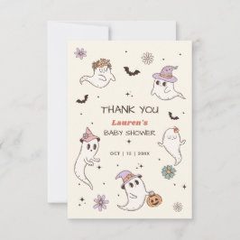 Ein kleiner Boo ist fast gerade wegen Halloween-Ki Dankeskarte