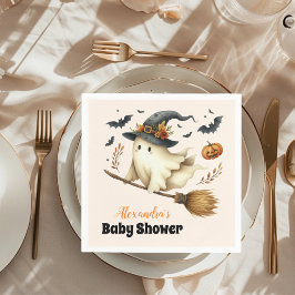 Ein kleiner Boo ist fast gerade wegen Halloween-Ki Serviette