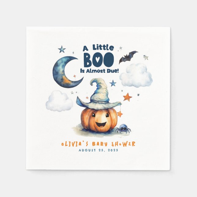 Ein kleiner Boo ist fast gerade wegen Halloween-Ki Serviette (Vorderseite)