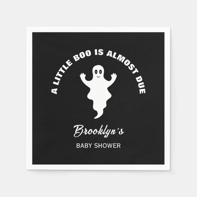 Ein kleiner Boo ist fast passend Babydusche Schwar Serviette (Vorderseite)