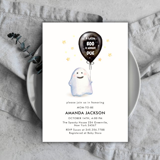 Ein kleiner Boo ist fast passend Ballon Babydusche Einladung (A Little Boo Is Almost Due Balloon Baby Shower Invitation)