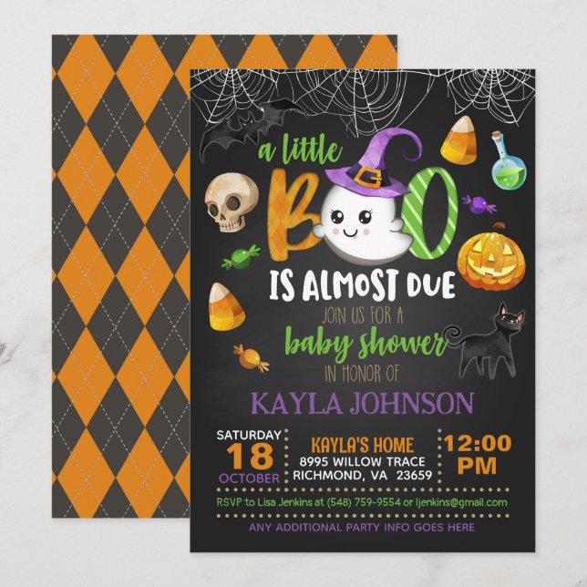 Ein kleiner Boo ist fast wegen der Einladung - Blk (Vorne/Hinten)