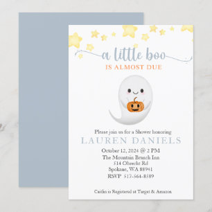 Ein kleiner Boo ist fast zu Halloween-Kinderdusche Einladung
