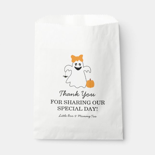 Ein kleiner Boo ist fast zu Halloween-Kinderdusche Geschenktütchen (Vorderseite)