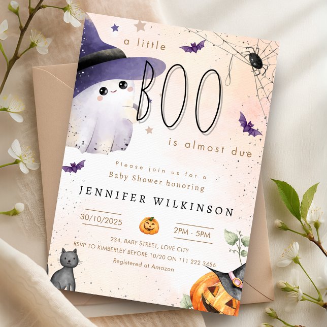 Ein kleiner Boo ist wohl Halloween Ghost Baby Dusc Einladung (A Little Boo Is Due Halloween Ghost Baby Shower Invitation)