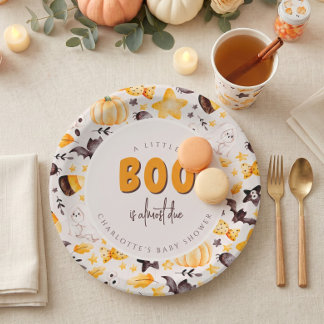 Ein kleiner Boo-Kürbis-Geist Halloween-Baby-Party Pappteller