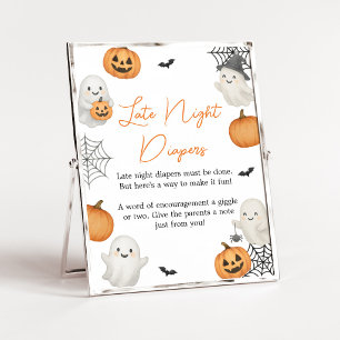 Ein kleiner Boo-Kürbis-Halloween-Spät-Nacht-Windel Poster