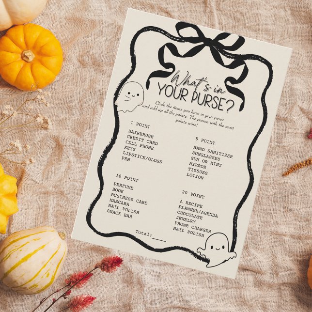 Ein kleiner Boo, was in Ihrer Purse-Game-Karte ste Einladung (A Little Boo What’s in Your Purse Game Card)