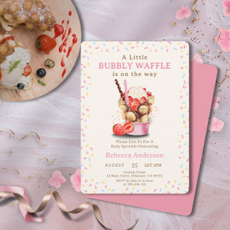 Ein kleiner Bubbly Waffel ist auf dem Weg zur Baby Einladung