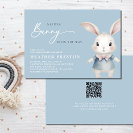 Ein kleiner Bunny Boy Dusty Blue QR Baby Shower Einladung