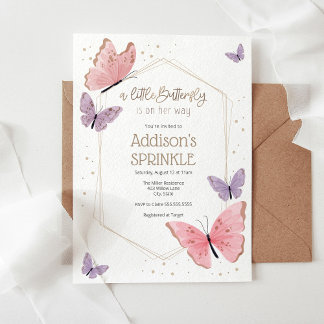 Ein kleiner Butterfly ist auf dem Weg Baby Sprinkl Einladung