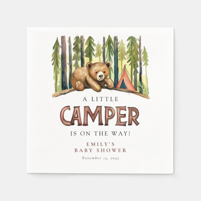 Ein kleiner Camper Wald Baby Shower Serviette (Vorderseite)