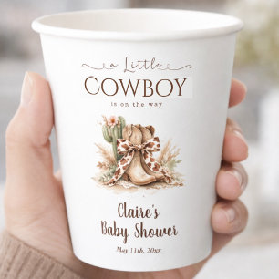 Ein kleiner Cowboy auf dem Weg Western Baby Shower Pappbecher