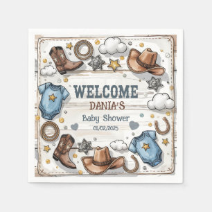 Ein kleiner Cowboy ist auf dem Weg Baby Dusche Wes Serviette
