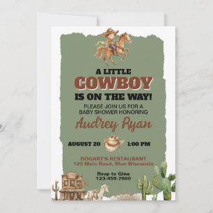 Ein kleiner Cowboy ist auf dem Weg, den der Wester Einladung