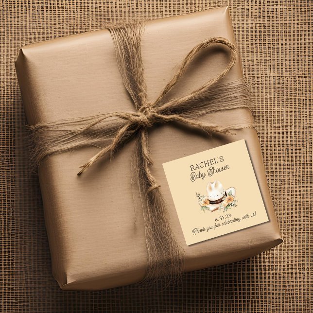 Ein kleiner Cowboy ist auf dem Weg Western Baby Du Quadratischer Aufkleber (Von Creator hochgeladen)