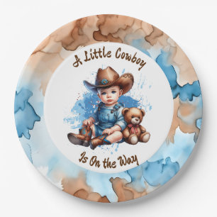 Ein kleiner Cowboy ist unterwegs Babyparty Pappteller