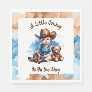 Ein kleiner Cowboy ist unterwegs   Babyparty Serviette