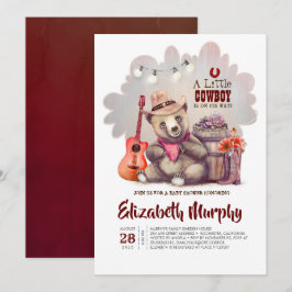 Ein kleiner Cowboy ist unterwegs mit einer Baby-Du Einladung