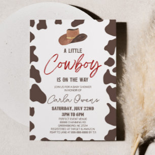 Ein kleiner Cowboy ist unterwegs! Rodeo-Baby-Party Einladung