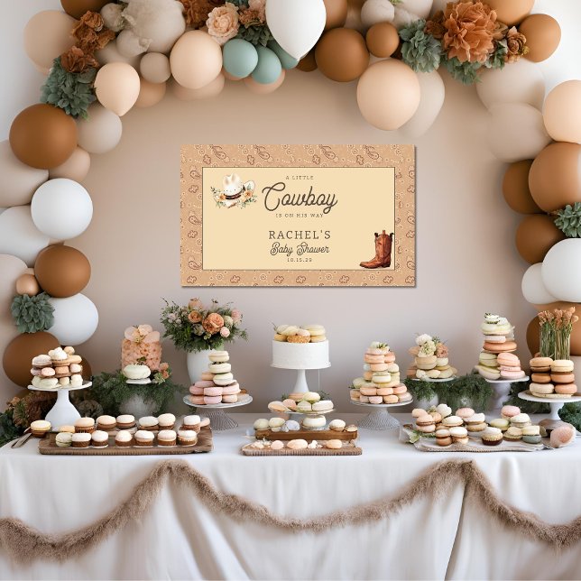 Ein kleiner Cowboy Western Baby Baby Baby Shower Banner (Cowboy Baby Shower Welcome Banner )