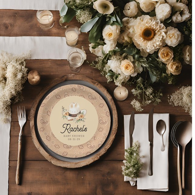 Ein kleiner Cowboy Western Baby Paper Teller (A Little Cowboy is on his way Baby Shower Paper Plates)