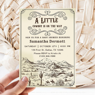 Ein kleiner Cowboy-Western Rodeo Kinderdusche Einladung