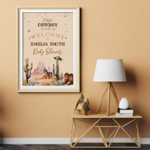 Ein kleiner Cowboy Wild West Boy Brown Babydusche Poster