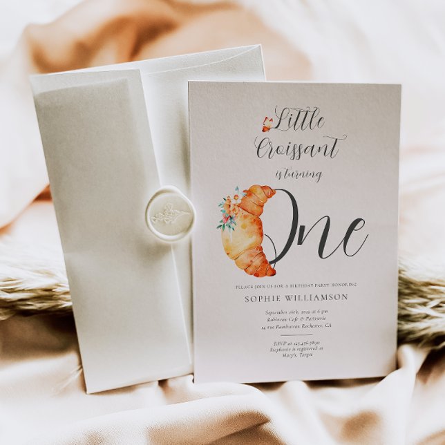 Ein kleiner Croissant zum ersten Geburtstag Einladung (Von Creator hochgeladen)