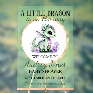 Ein kleiner Drache ist auf dem Weg Baby Shower Acrylschild