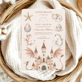 Ein kleiner Drache ist auf dem Weg Babydusche Einladung